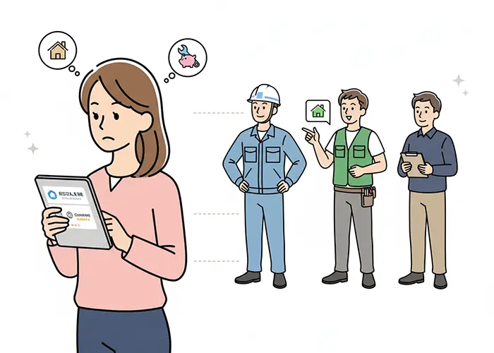 施工業者を選ぶイラスト
